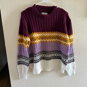 Urban Outfitters Burgundy and Mustard Striped Sweater